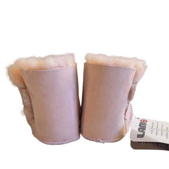 LAMO FOOTWEAR PINK SHEEPSKIN BABY BOOTIES - SIZE LARGE - NWT! - Picture 2 of 7